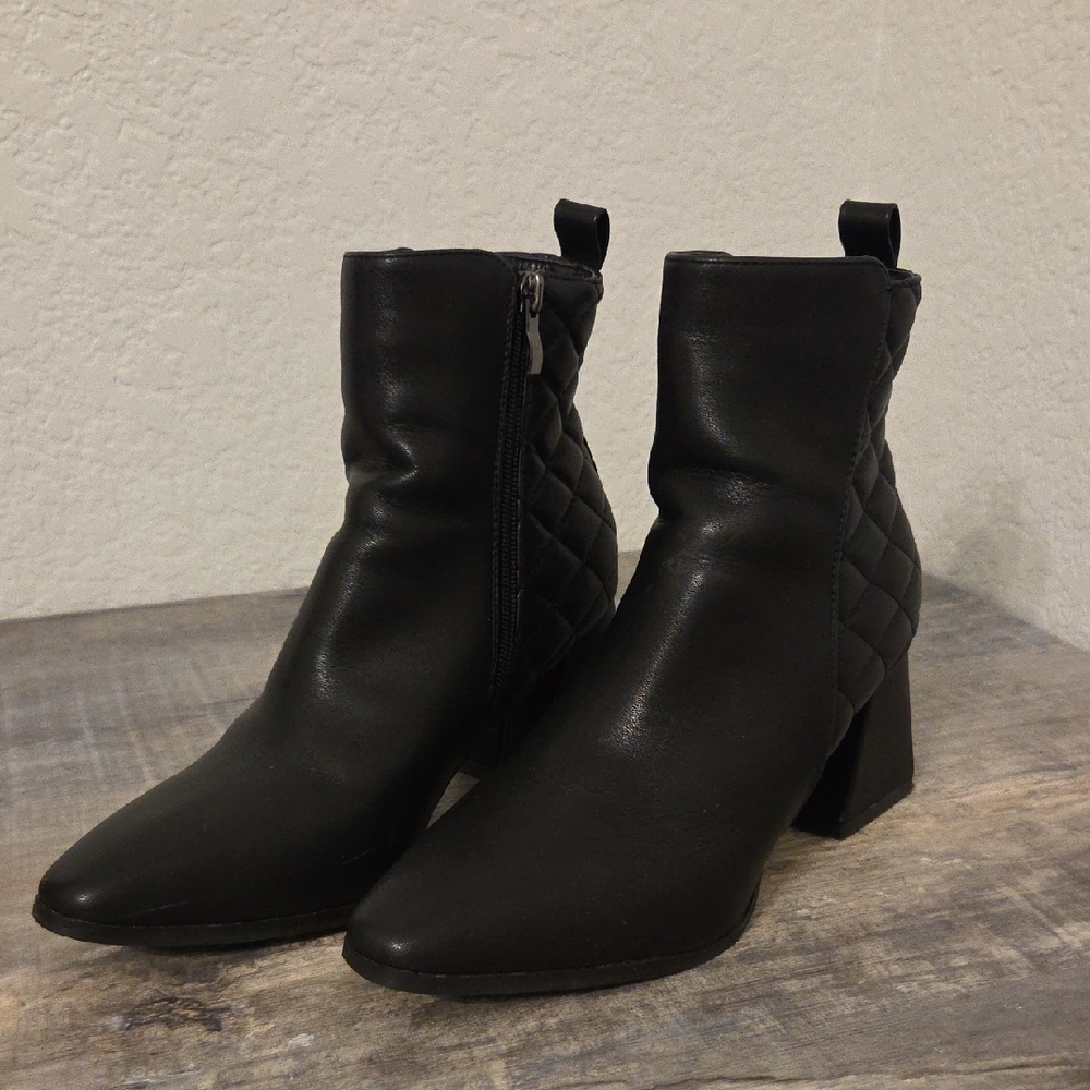 Black Quilted Ankle Boots